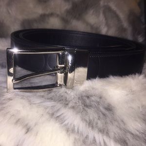 COACH Reversible Belt Black Leather/Black Logo Embossed Leather